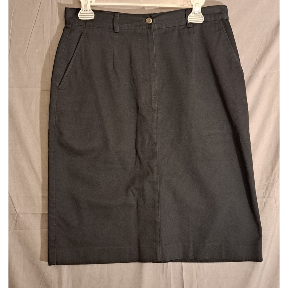 L.L. Bean Straight Pencil Skirt Women's Size 10 Black Belt Loops Pockets